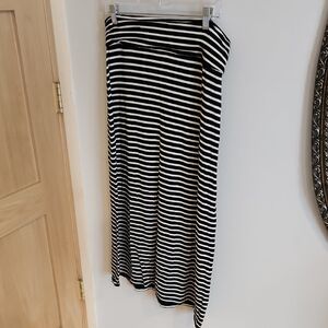 J. Crew Black and White Striped Maxi Skirt